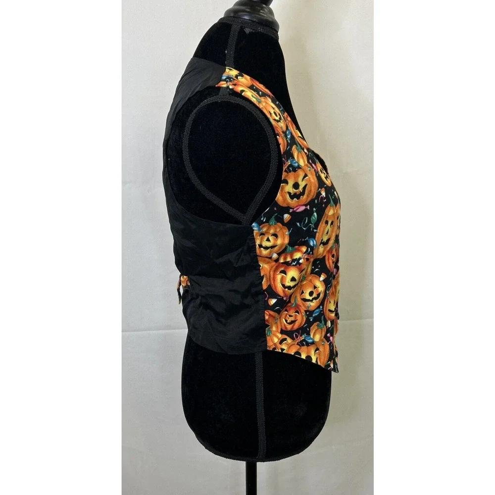 Vintage 111 Main Black Pumpkin Halloween Jack-O-Lantern Vest Size Medium Charity